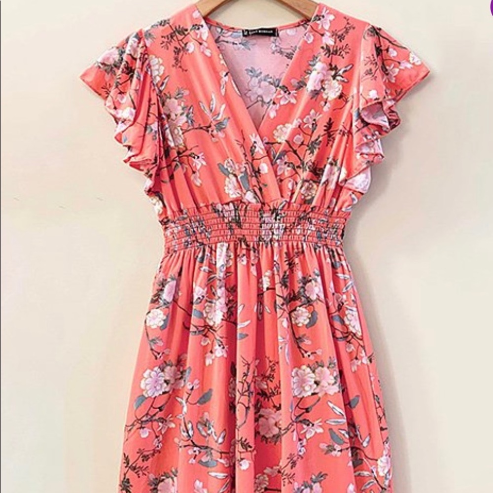 NWT Anna Morgan coral floral dress